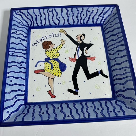 Vintage, ceramic, matzo dish, man and woman dancing Meeva Mary Lester design - Picture 5 of 6